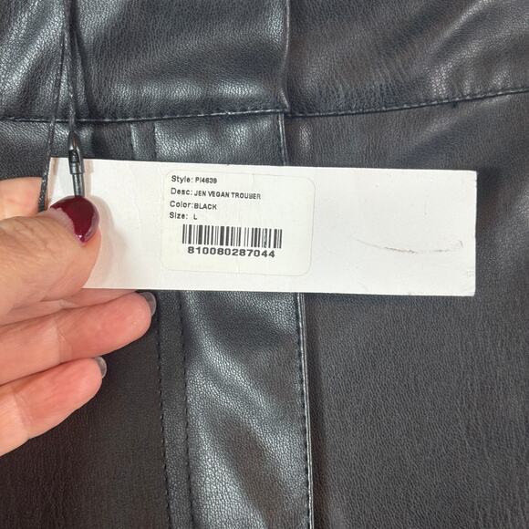 Revolve NWT LBLC THE LABEL Black Vegan Jen Faux Leather Trousers Pants Large - Picture 8 of 15